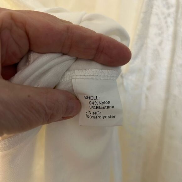 HomRain Floral Eyelet Lace Dress Off The Shoulder High Low Hem Dress L - Picture 10 of 13